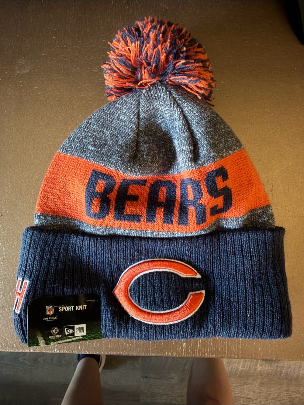 NFL Chicago Bears Knit Pom Beanie - Navy, Orange, Gray